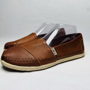 Toms Alpargata Rope Slip On Shoes Womens Size 9 Brown Leather Comfort Classic